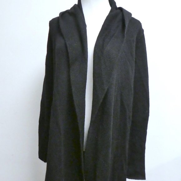 Vince Black wool yak hooded sweater coat reverse edge XS more sustainable - Picture 1 of 8